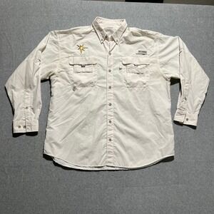 Columbia PFG Long Sleeve Outdoor Hiking Fishing Shirt Men's Lg White Omni Shade